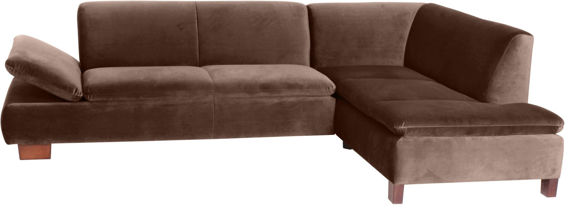 Max Winzer® Ecksofa »Tampere modern, edler Samtvelours Bezug, Mattenoptik im Sitz, bequem«, mit Armlehnverstellung, Ottomane wahlweise rechts oder links, L-Form von Max Winzer®