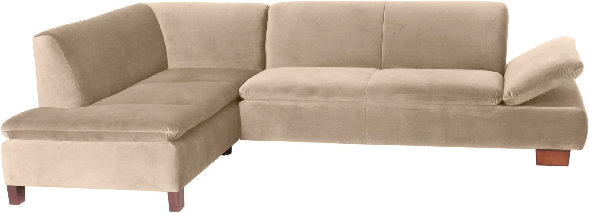 Max Winzer® Ecksofa »Tampere modern, edler Samtvelours Bezug, Mattenoptik im Sitz, bequem«, mit Armlehnverstellung, Ottomane wahlweise rechts oder links, L-Form von Max Winzer®