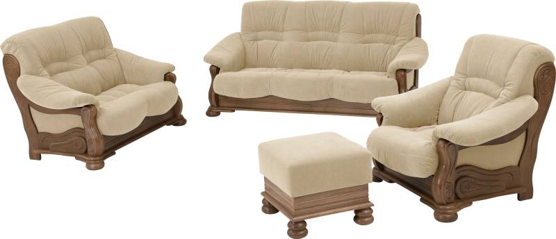 Max Winzer® Sessel »Texas, Loungesessel, Retro Klassiker, bequem, aufwendige Verarbeitung«, mit dekorativem Holzgestell aus Eiche, gefrästen Ornamente im Gestell von Max Winzer®