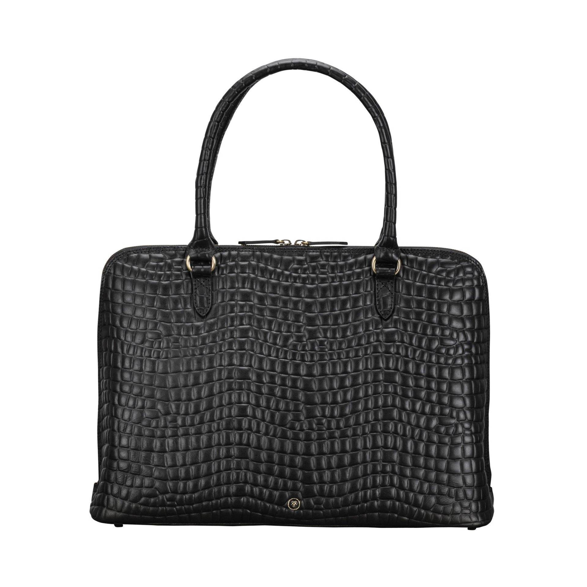 Fiorella Croco - Mock Croc Leder Handtasche Damen Schwarz ONE SIZE von Maxwell Scott