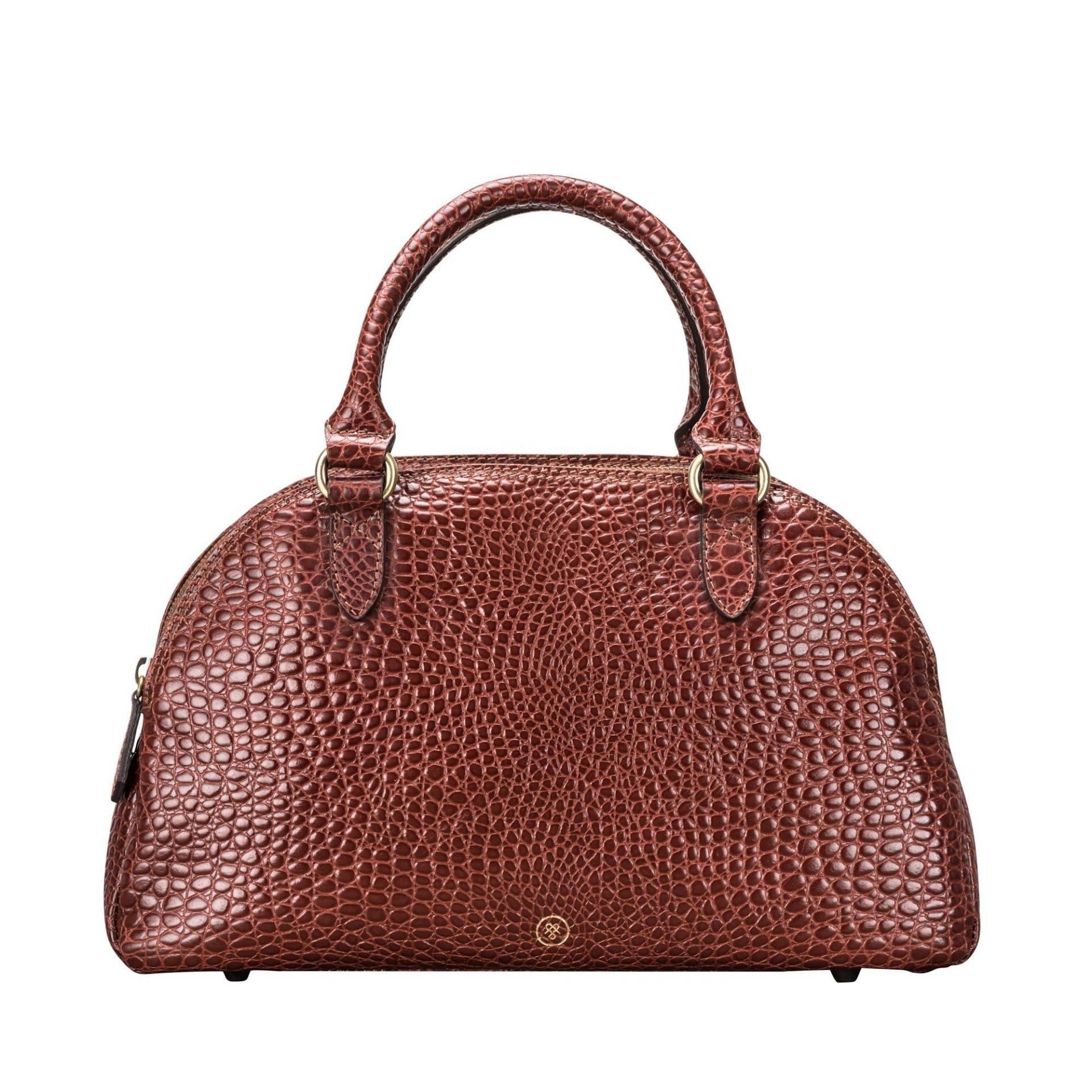 Lilianas Croco - Bowling Bag Handtasche In Krokodil Optik Damen Braun ONE SIZE von Maxwell Scott