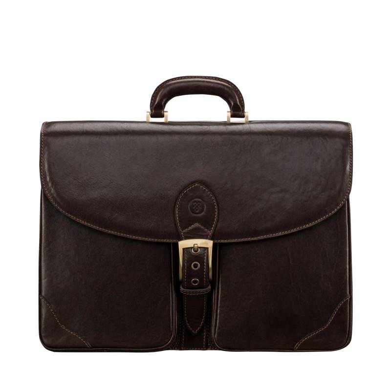 Tomacelli2 - Leder Aktentasche Mit 2 Großen Innenfächern Unisex Braun ONE SIZE von Maxwell Scott