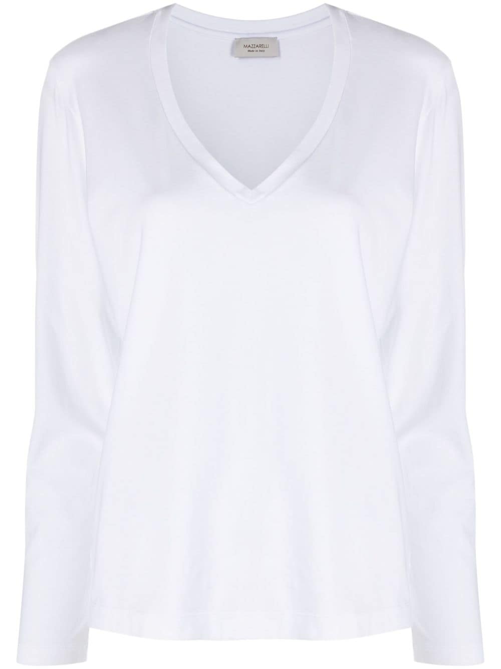 Mazzarelli V-neck long-sleeve T-shirt - White von Mazzarelli