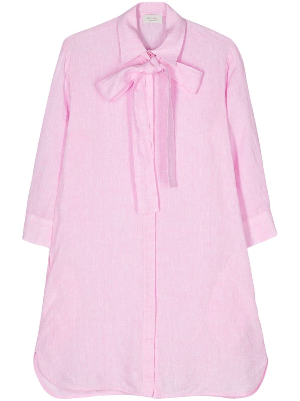 Mazzarelli pussy-bow collar linen shirt - Pink von Mazzarelli