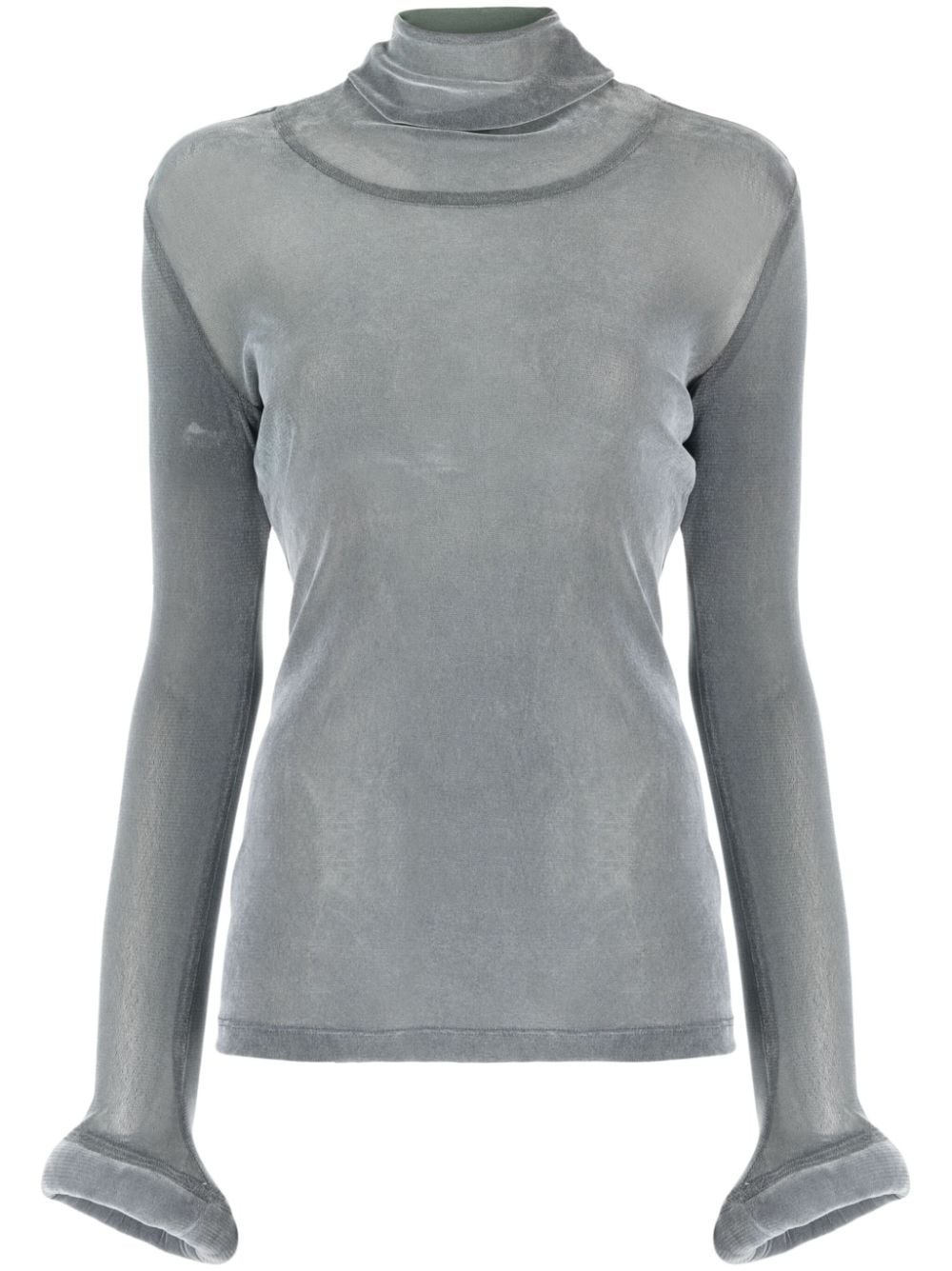 Melitta Baumeister circle-cuff sheer top - Grey von Melitta Baumeister