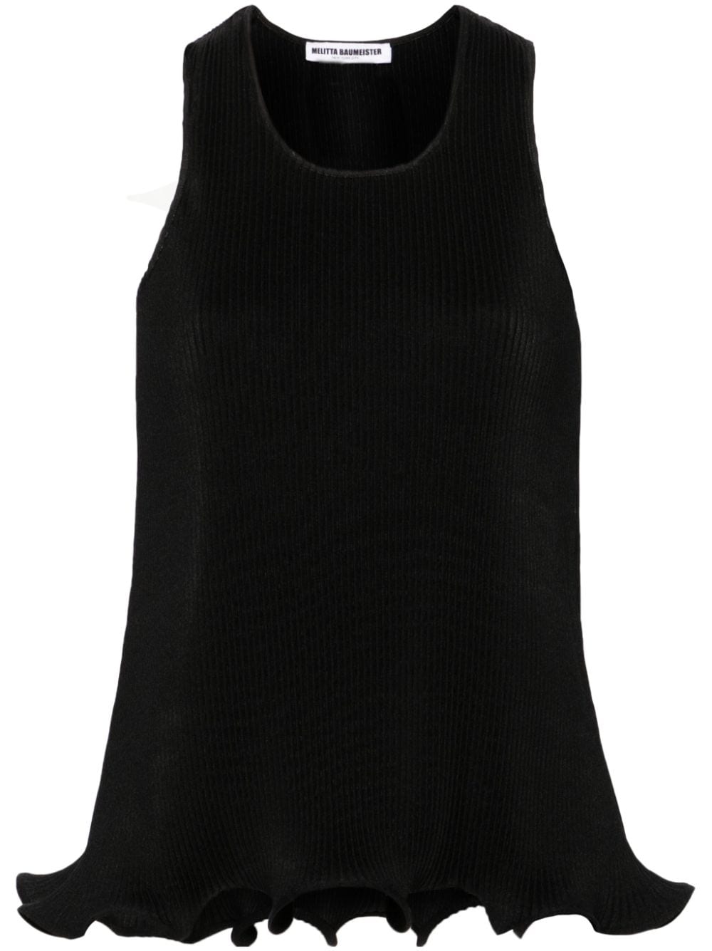 Melitta Baumeister ruffled ribbed tank top - Black von Melitta Baumeister