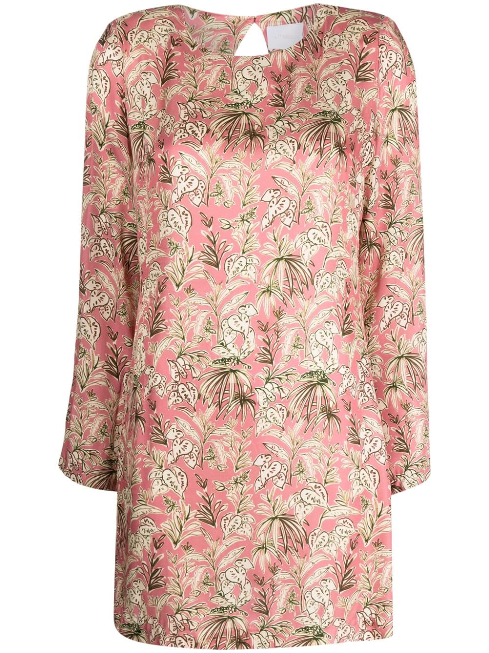 Merci botanical-print long-sleeve minidress - Pink von Merci