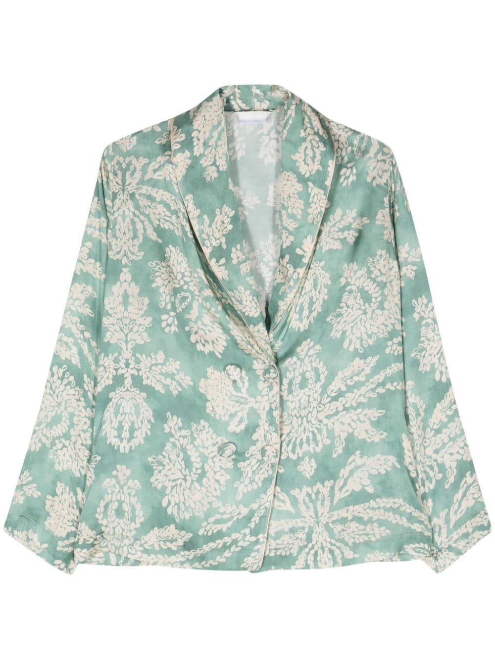 Merci leaf-print double-breasted blazer - Green von Merci