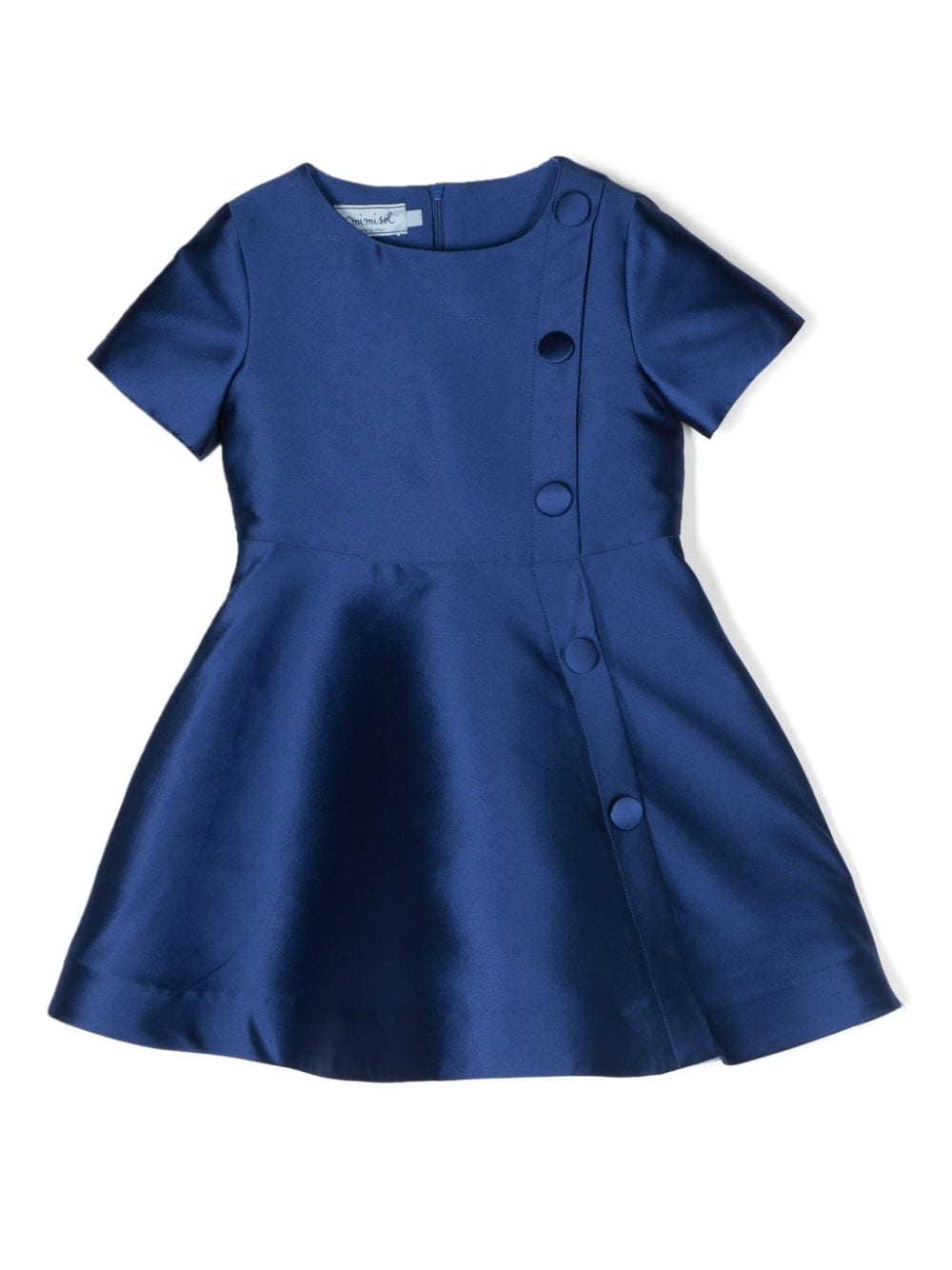 Mi Mi Sol decorative-button silk-satin flared dress - Blue von Mi Mi Sol