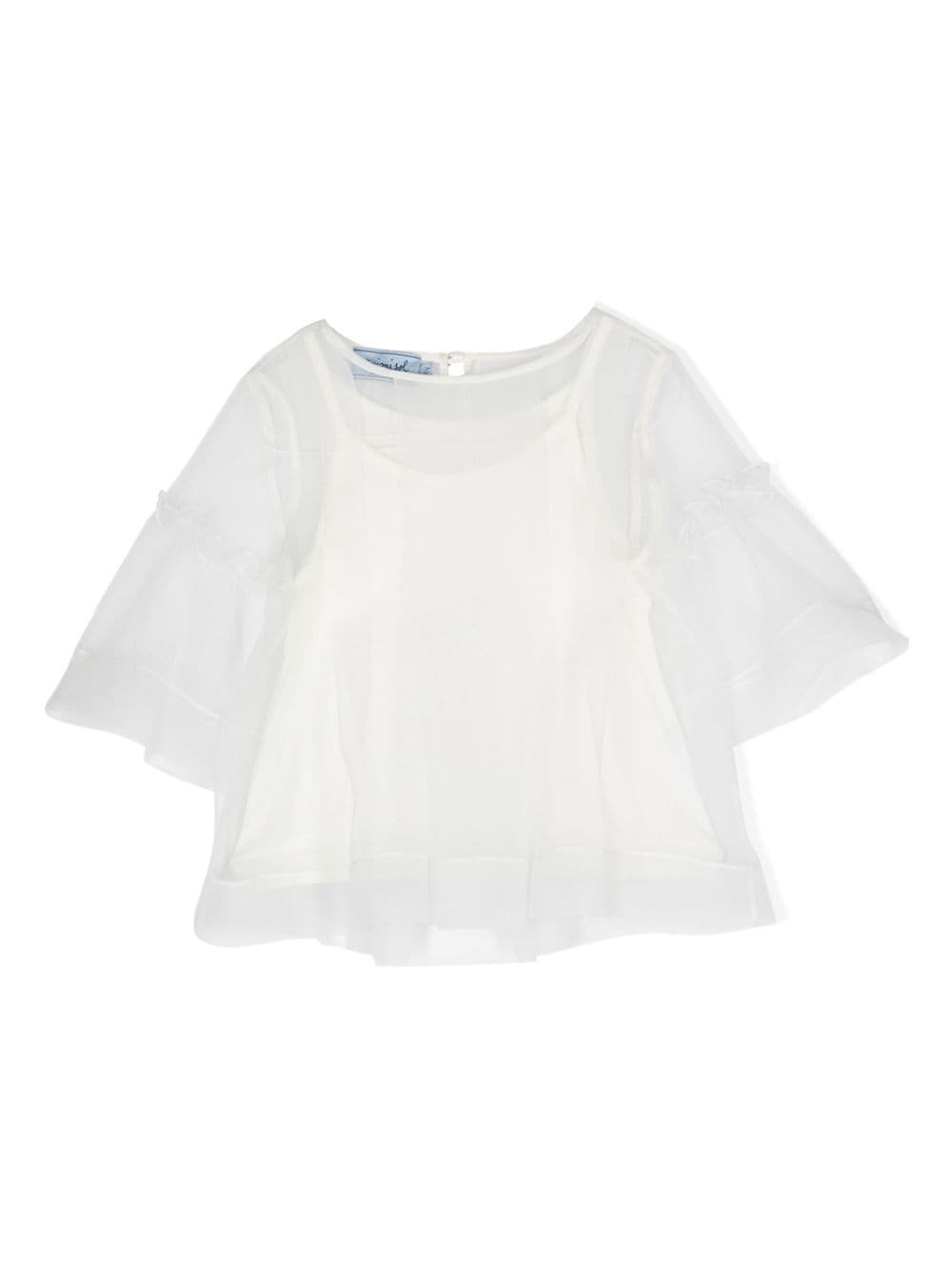 Mi Mi Sol double-layer puff-sleeve blouse - White von Mi Mi Sol