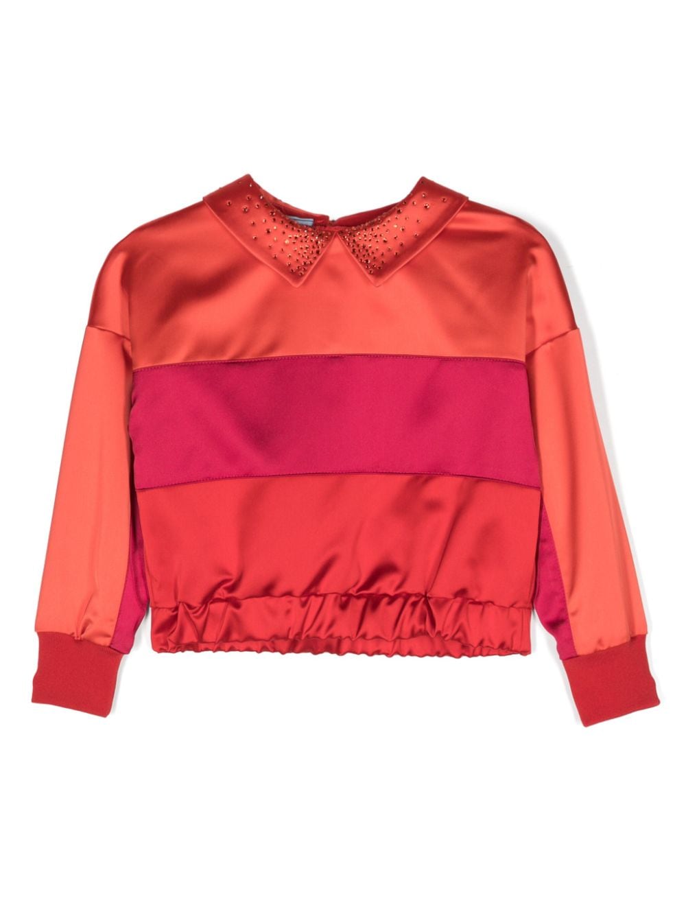 Mi Mi Sol rhinestone-embellished striped sweatshirt - Red von Mi Mi Sol