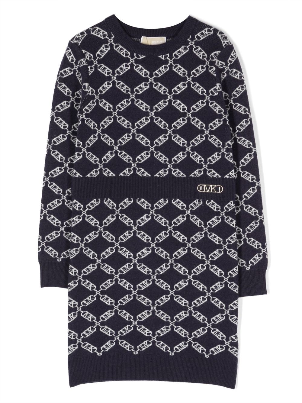 Michael Kors Kids MK empire logo-print knit dress - Blue von Michael Kors Kids