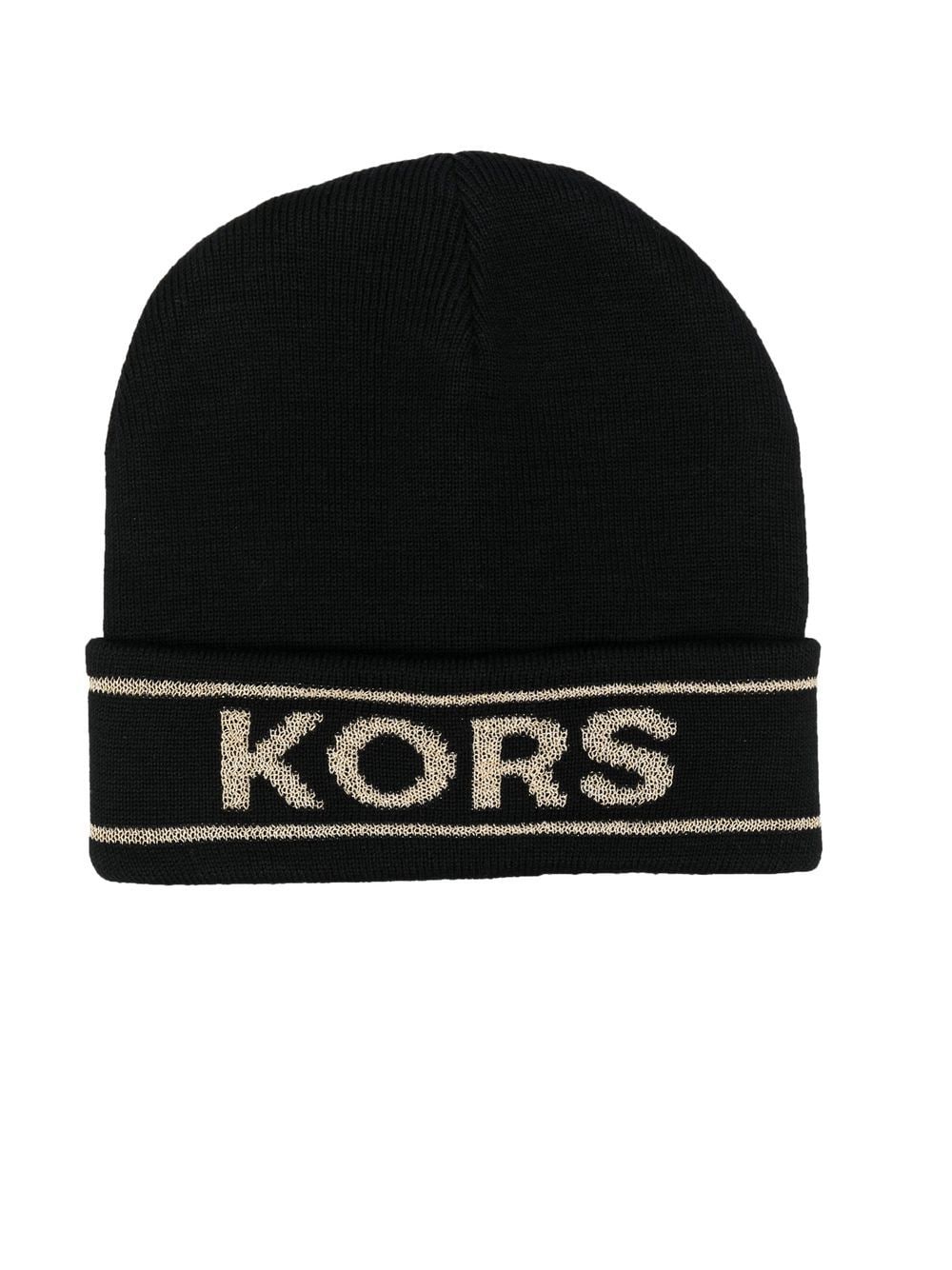 Michael Kors Kids intarsia-knit logo beanie - Black von Michael Kors Kids