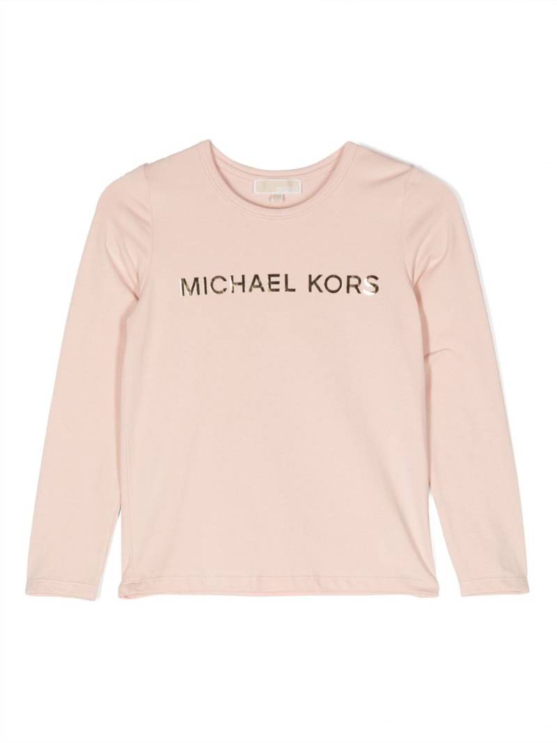 Michael Kors Kids logo-lettering long-sleeved T-shirt - Pink von Michael Kors Kids
