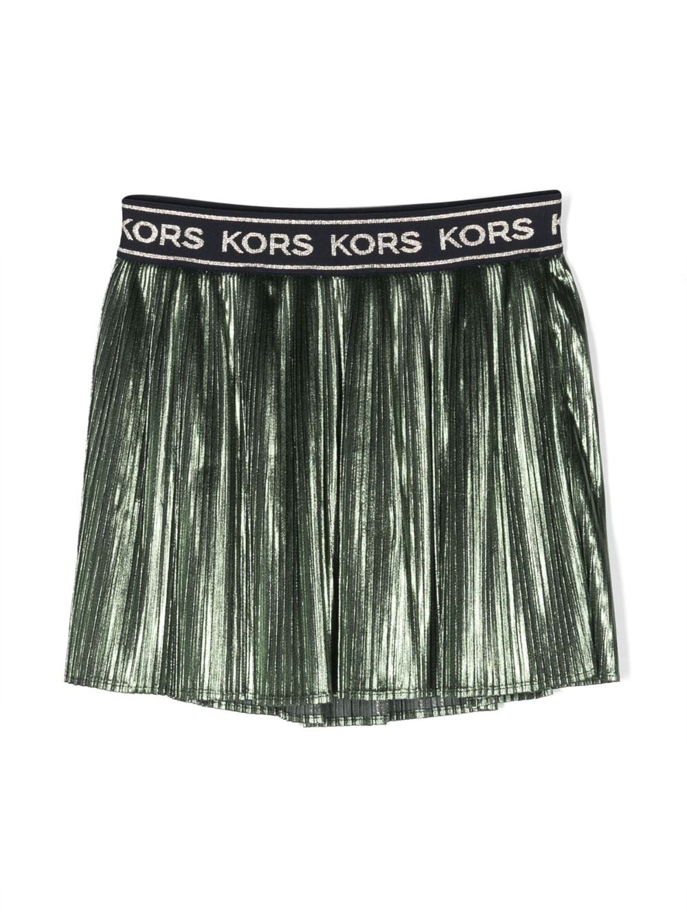 Michael Kors Kids logo-waistband metallic pleated skirt - Green von Michael Kors Kids