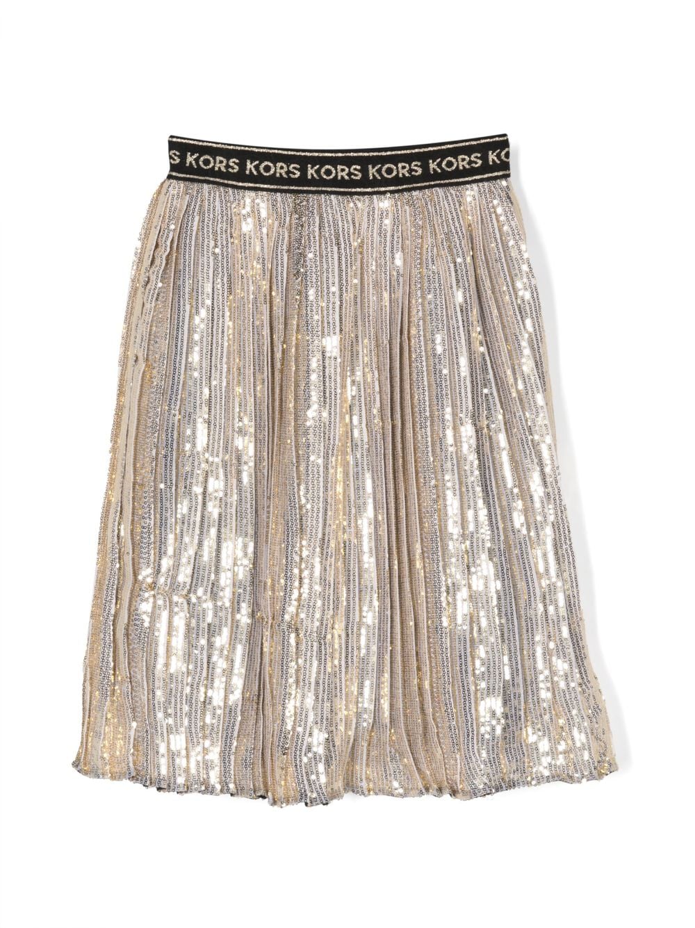 Michael Kors Kids logo-waistband sequin pleated skirt - Gold von Michael Kors Kids