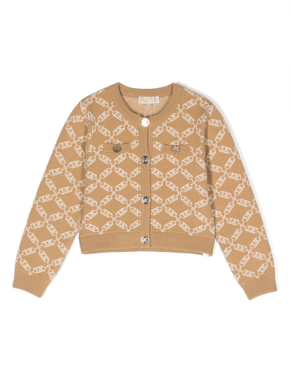 Michael Kors Kids monogram-pattern buttoned knitted cardigan - Neutrals von Michael Kors Kids