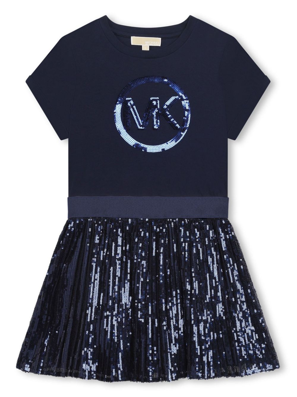 Michael Kors Kids sequinned panelled cotton flared dress - Blue von Michael Kors Kids