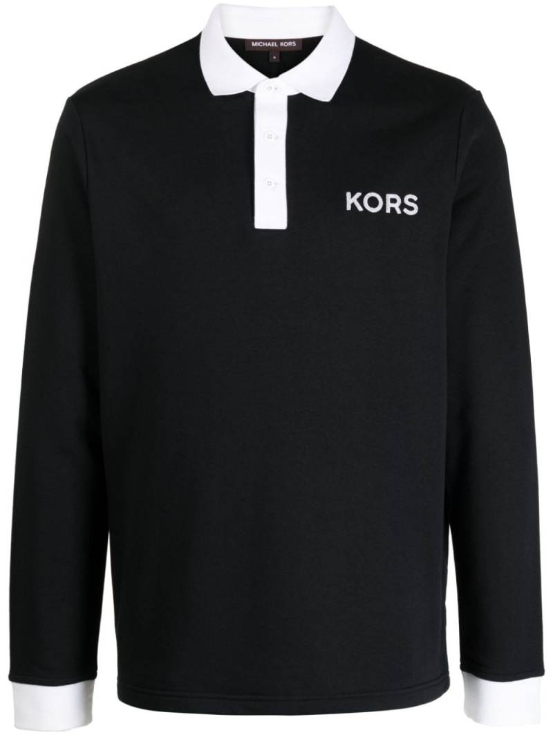 Michael Kors logo-embroidered long-sleeve polo shirt - Black von Michael Kors
