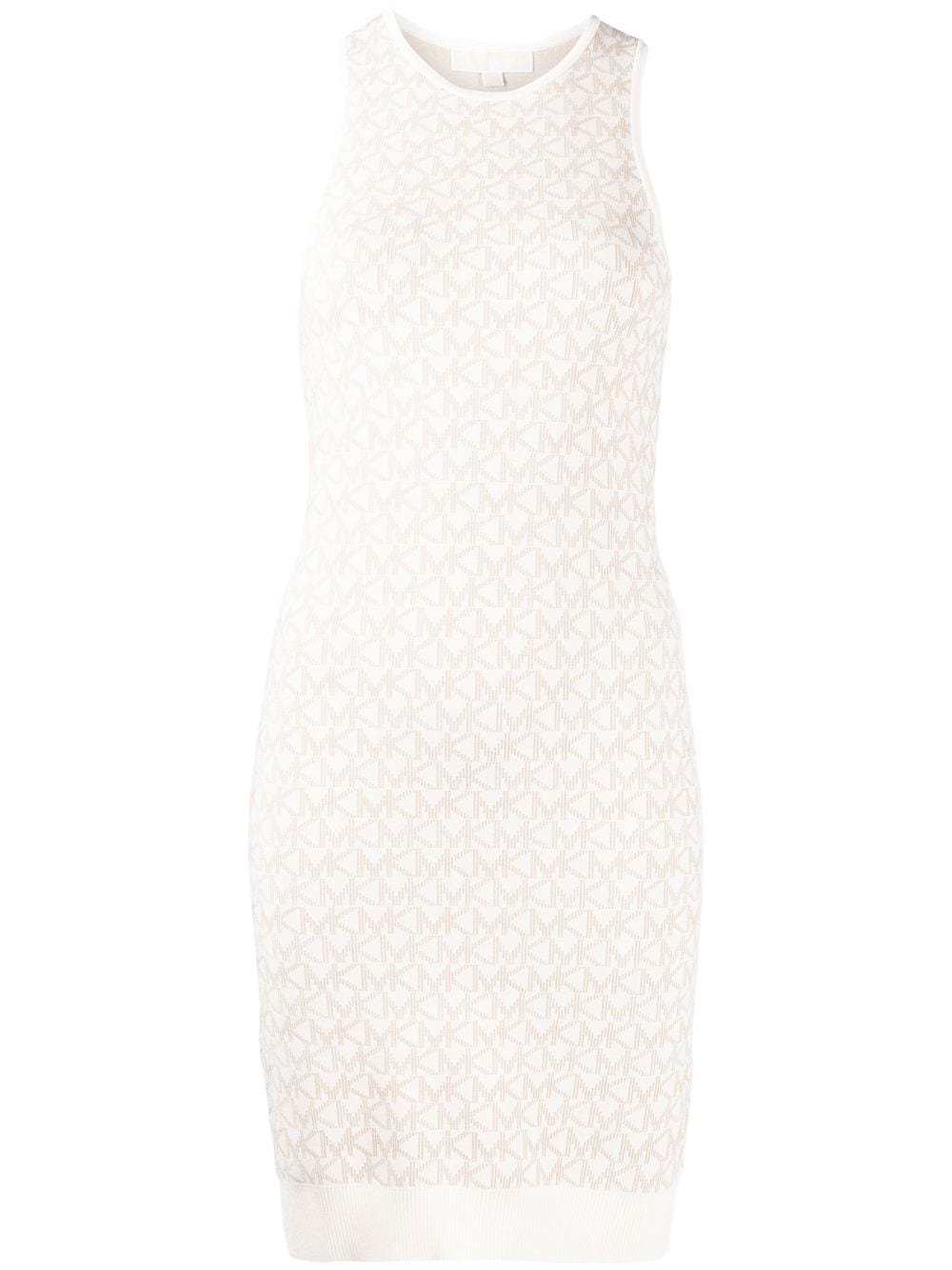 Michael Kors logo jacquard knitted mini dress - White von Michael Kors