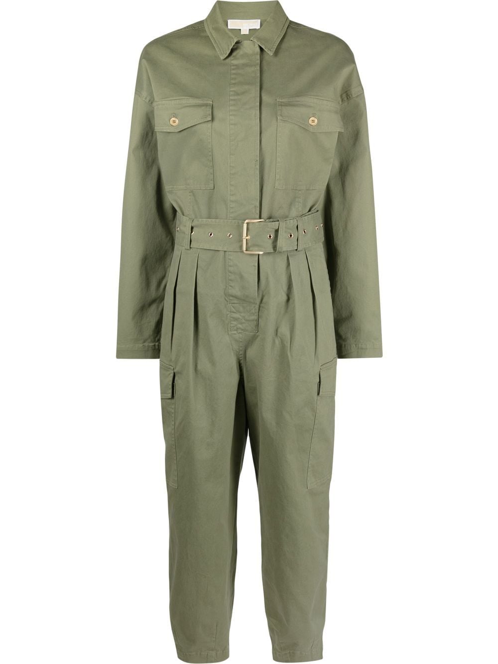 Michael Kors long-sleeve belted jumpsuit - Green von Michael Kors