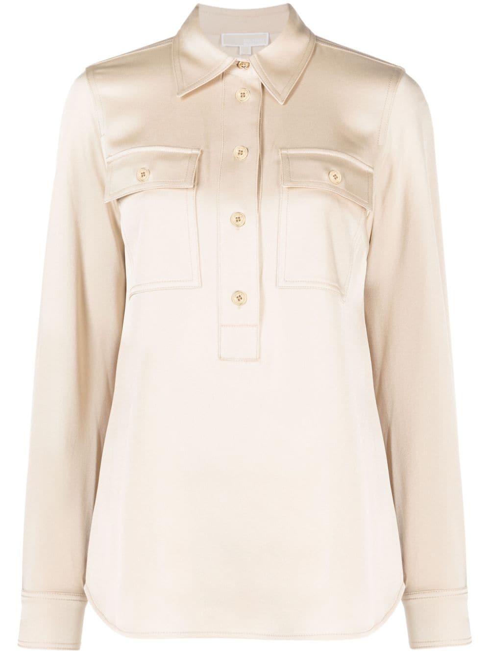 Michael Michael Kors long-sleeve satin-finish shirt - Neutrals von Michael Michael Kors