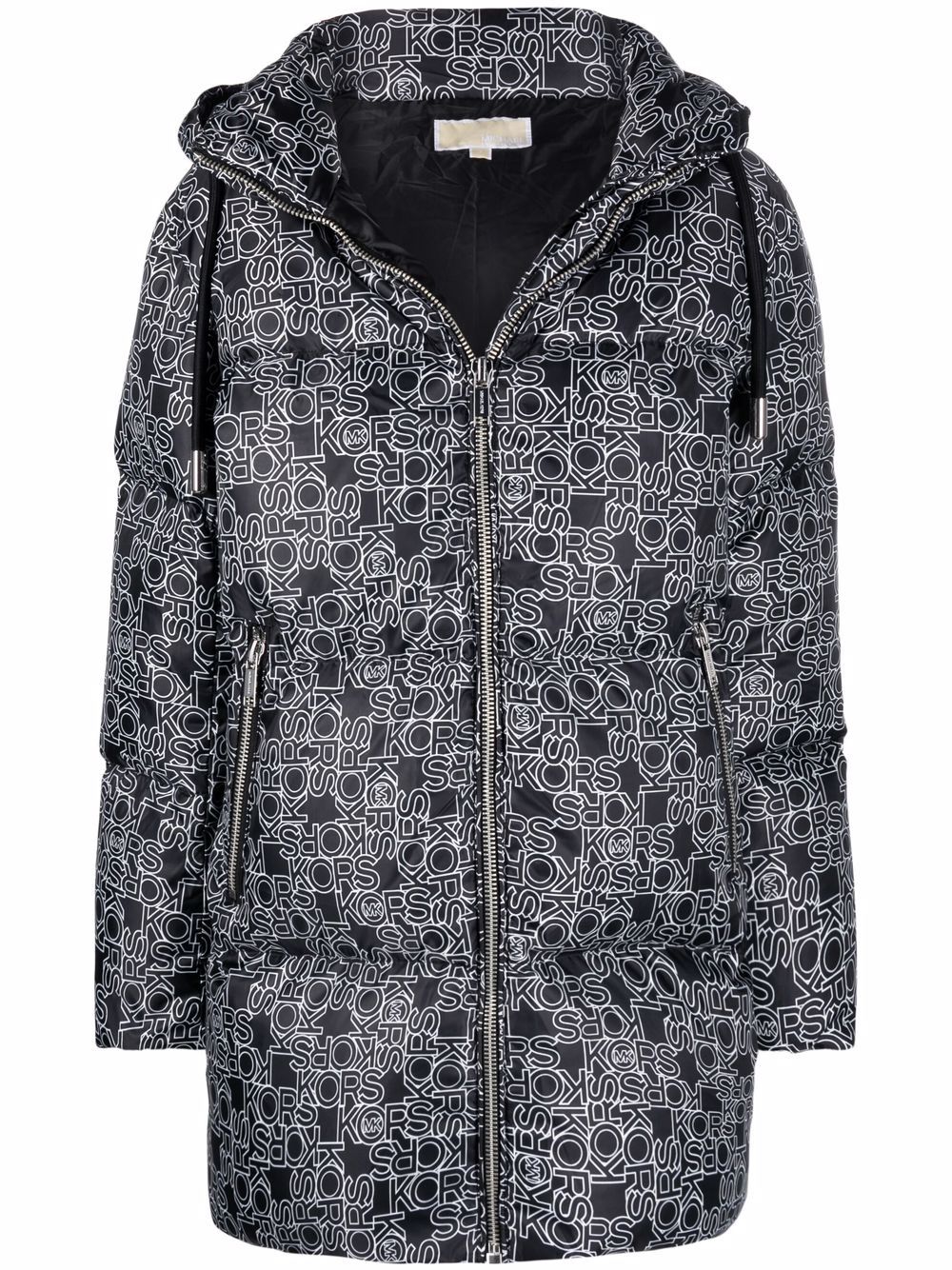 Michael Kors monogram-print puffer coat - Black von Michael Kors