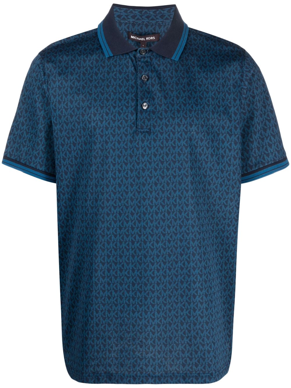 Michael Kors monogram-print short-sleeved polo shirt - Blue von Michael Kors