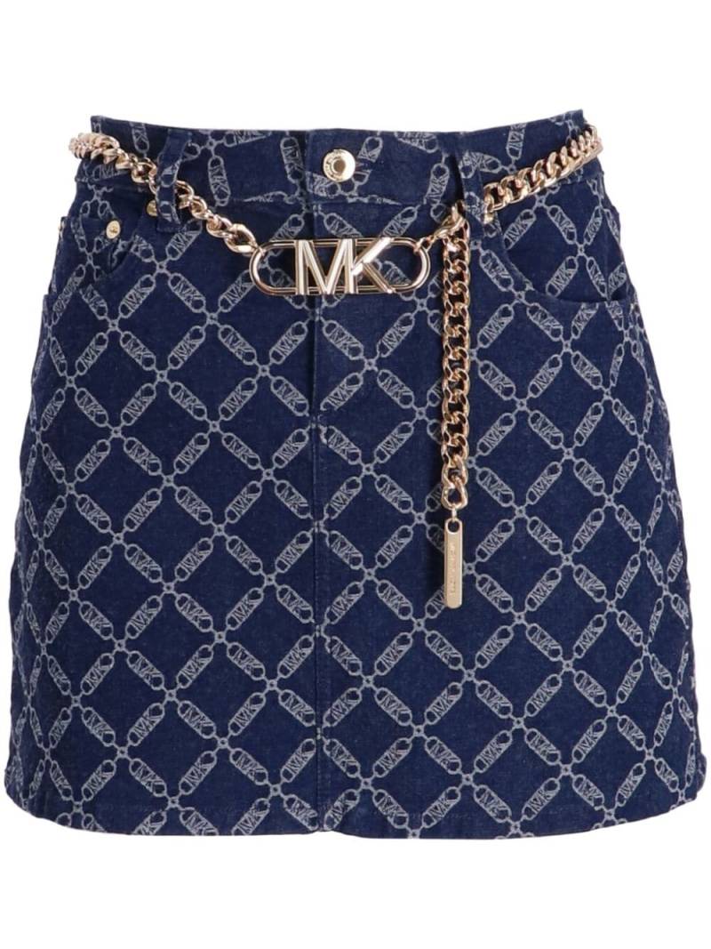 Michael Michael Kors Empire-logo belted denim skirt - Blue von Michael Michael Kors