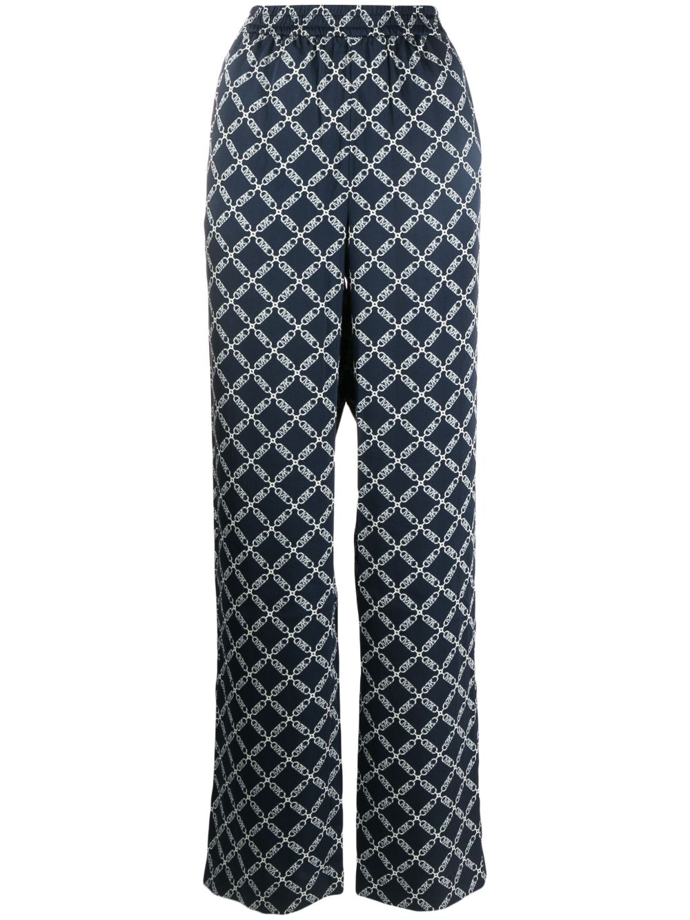 Michael Michael Kors Empire-print satin straight-leg trousers - Blue von Michael Michael Kors