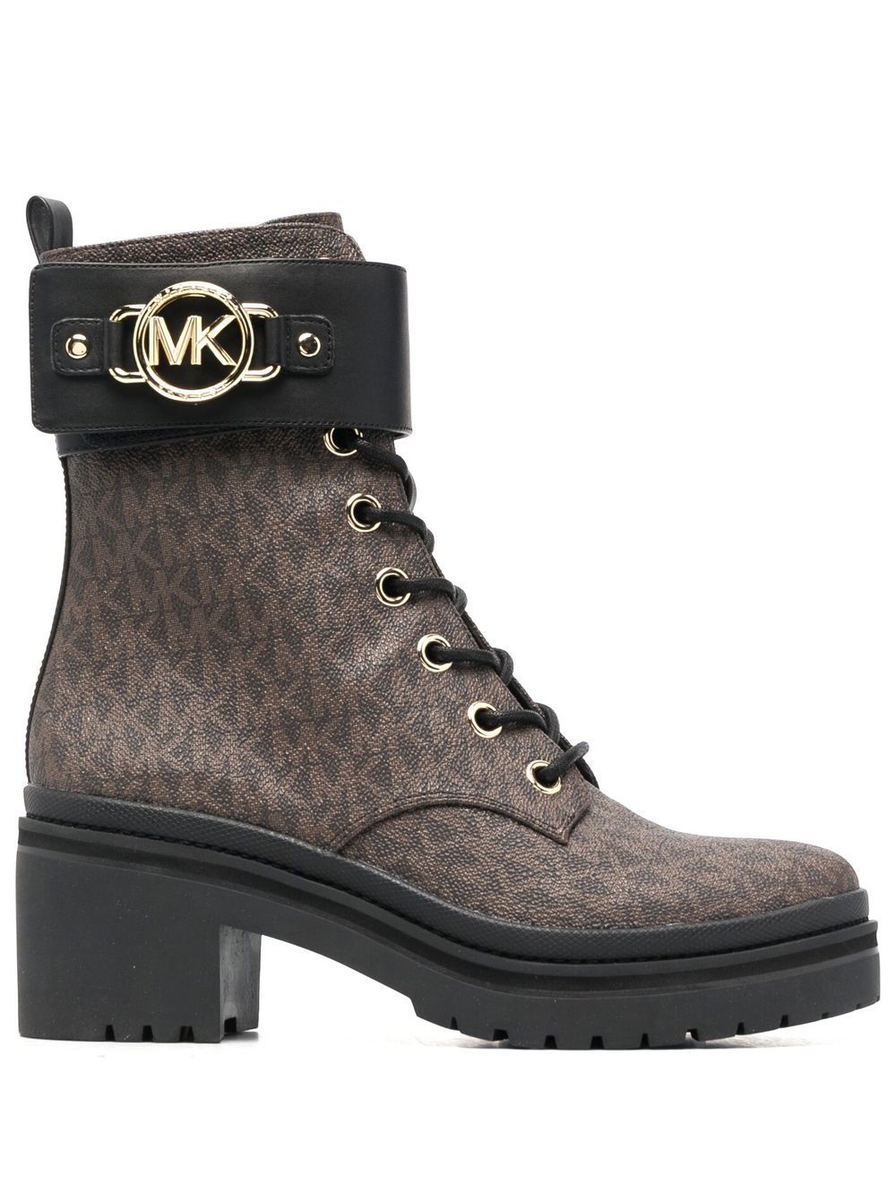 Michael Kors Rory monogram-print combat boots - Brown von Michael Kors