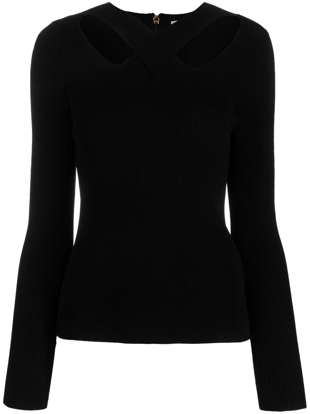 Michael Michael Kors crossover-strap ribbed-knit jumper - Black von Michael Michael Kors