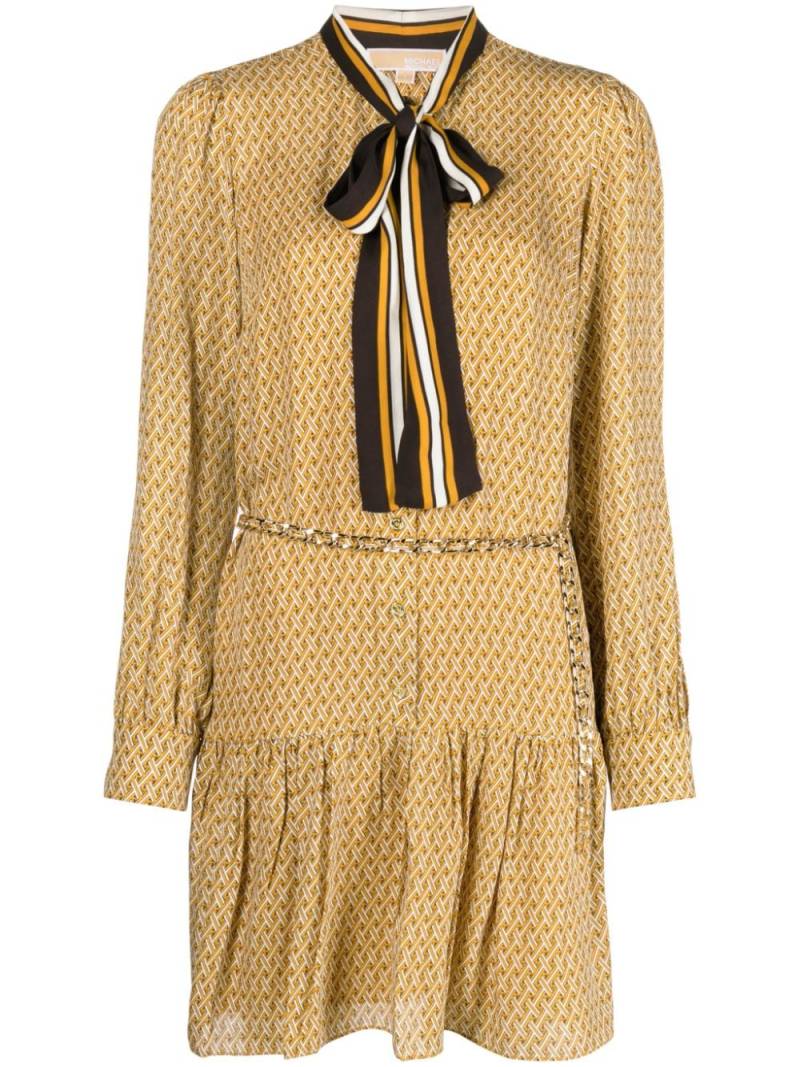 Michael Michael Kors lattice-pattern belted midi dress - Yellow von Michael Michael Kors