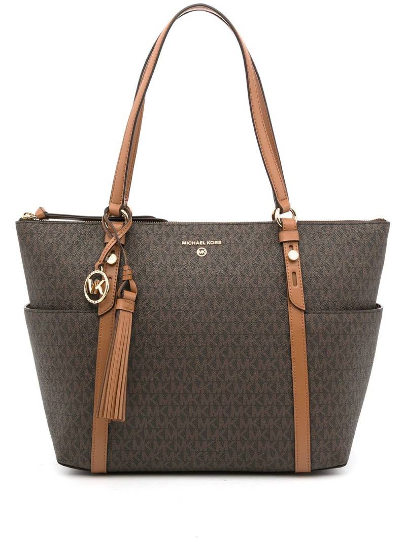 Michael Kors monogram-print leather tote bag - Brown von Michael Kors