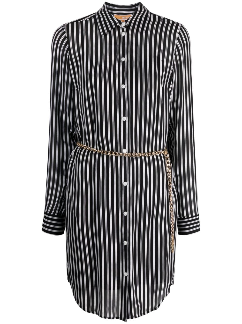 Michael Michael Kors stripe-print belted-waist shirtdress - Black von Michael Michael Kors