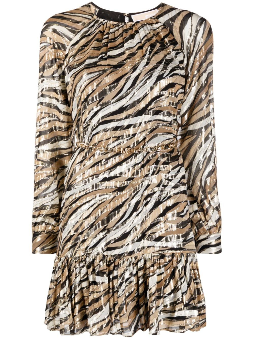 Michael Michael Kors zebra-print long-sleeved minidress - Neutrals von Michael Michael Kors