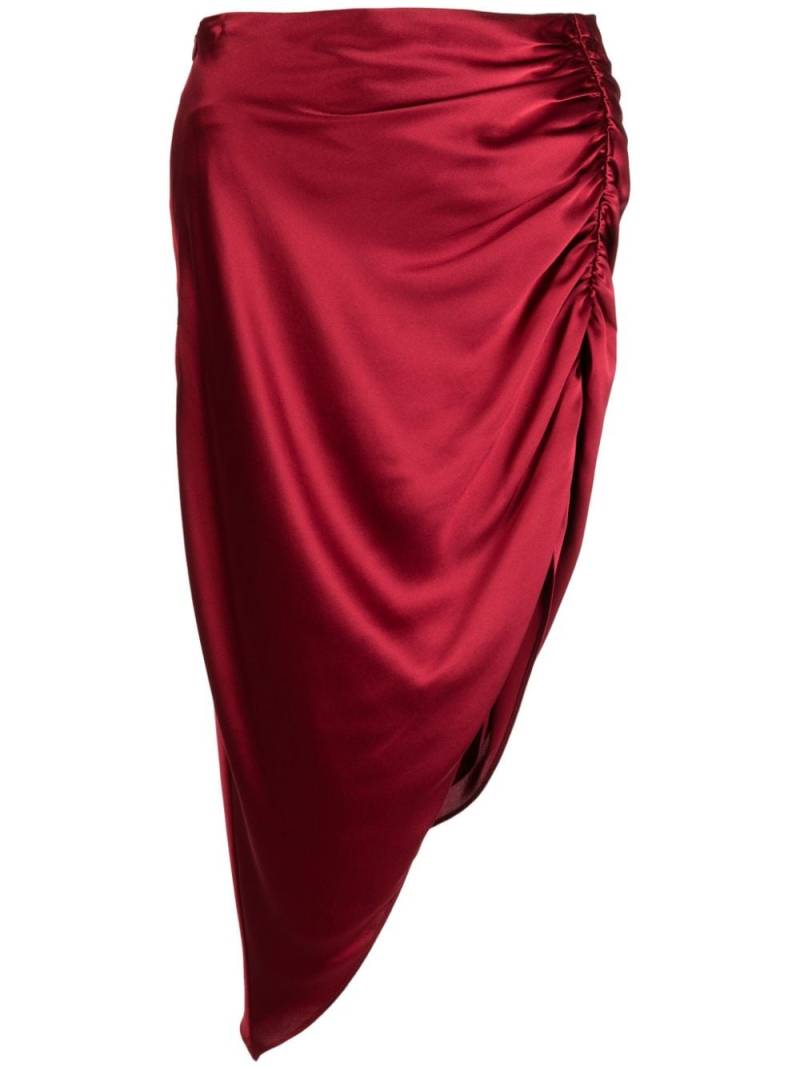 Michelle Mason asymmetric ruched silk skirt - Red von Michelle Mason