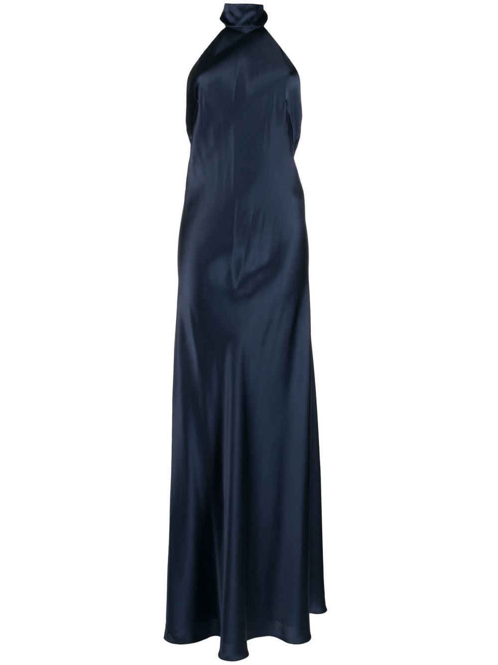 Michelle Mason backless halter-neck tie gown - Blue von Michelle Mason