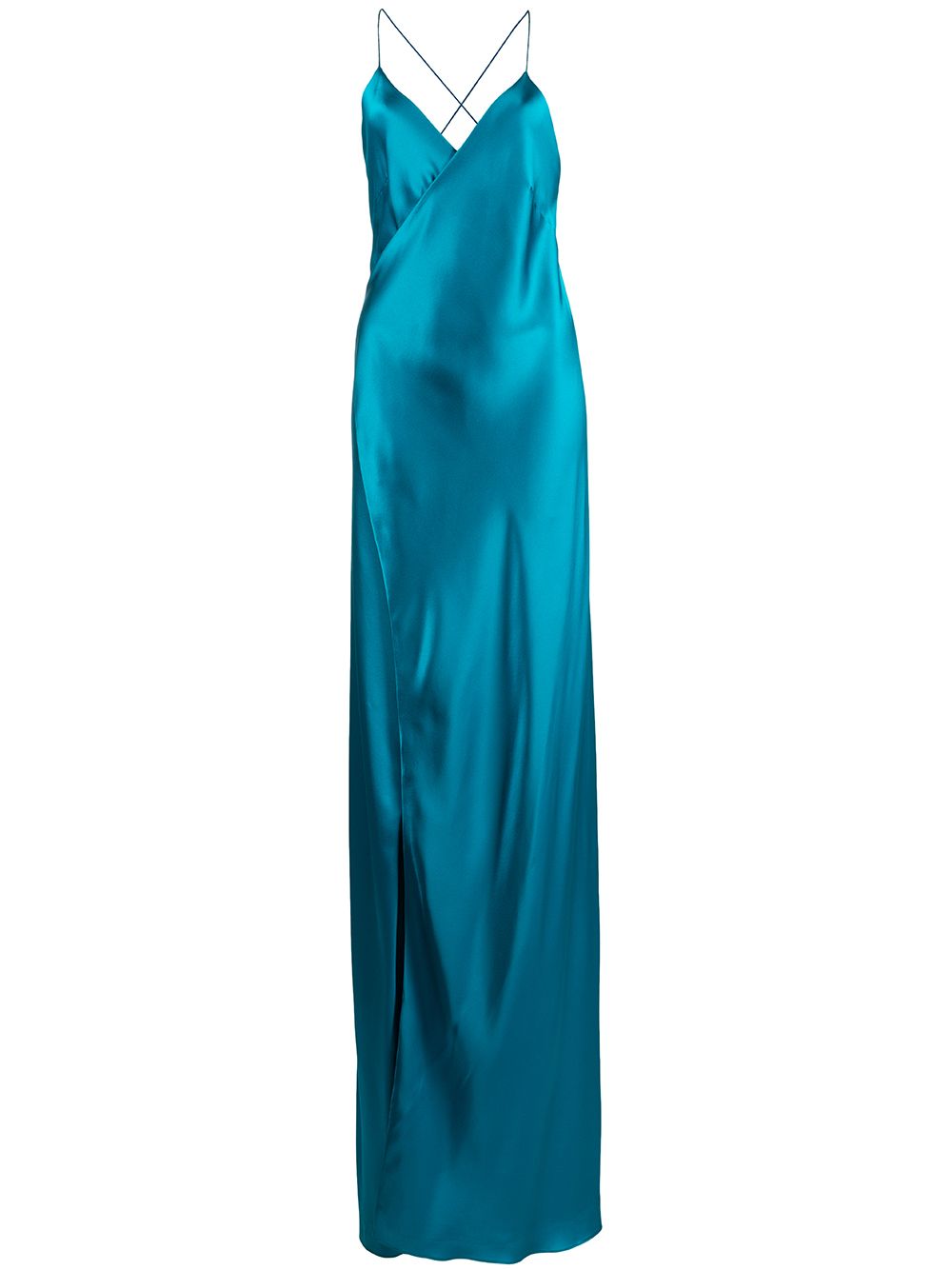 Michelle Mason cross-strap silk wrap gown - Blue von Michelle Mason