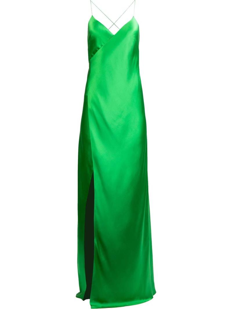 Michelle Mason cross-strap silk wrap gown - Green von Michelle Mason