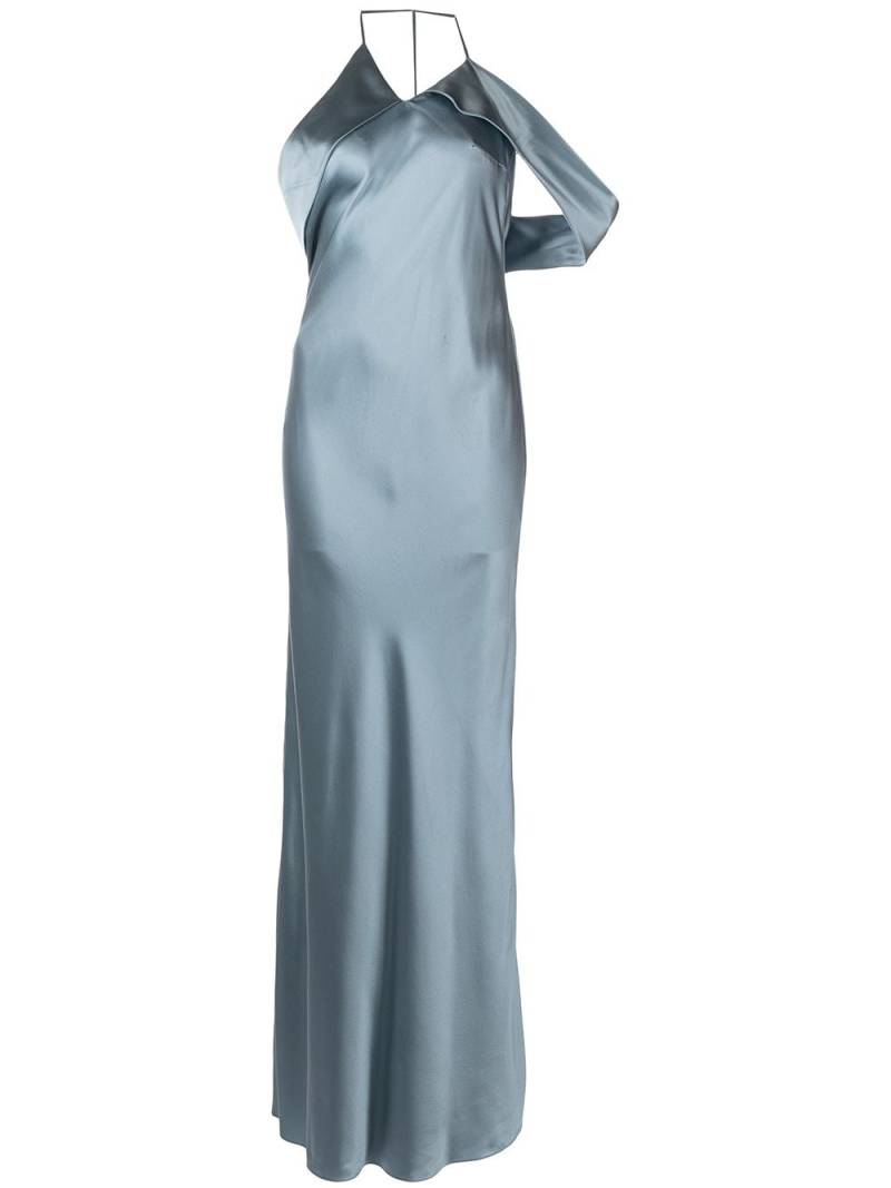 Michelle Mason drape-detail silk gown - Blue von Michelle Mason