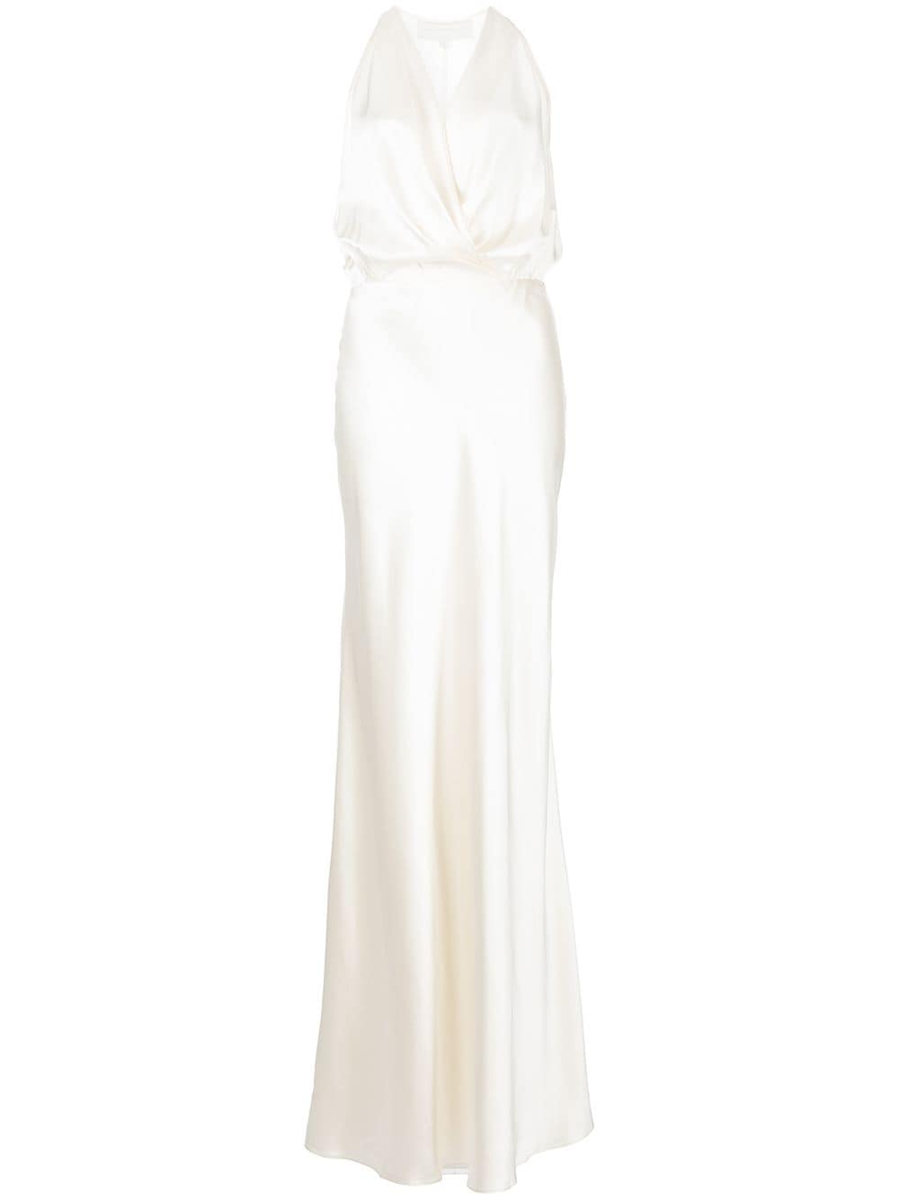 Michelle Mason draped halterneck gown dress - White von Michelle Mason