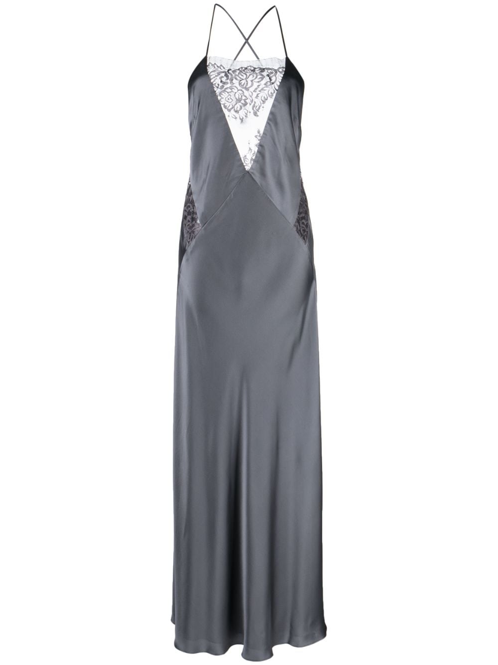 Michelle Mason lace detail silk gown - Grey von Michelle Mason