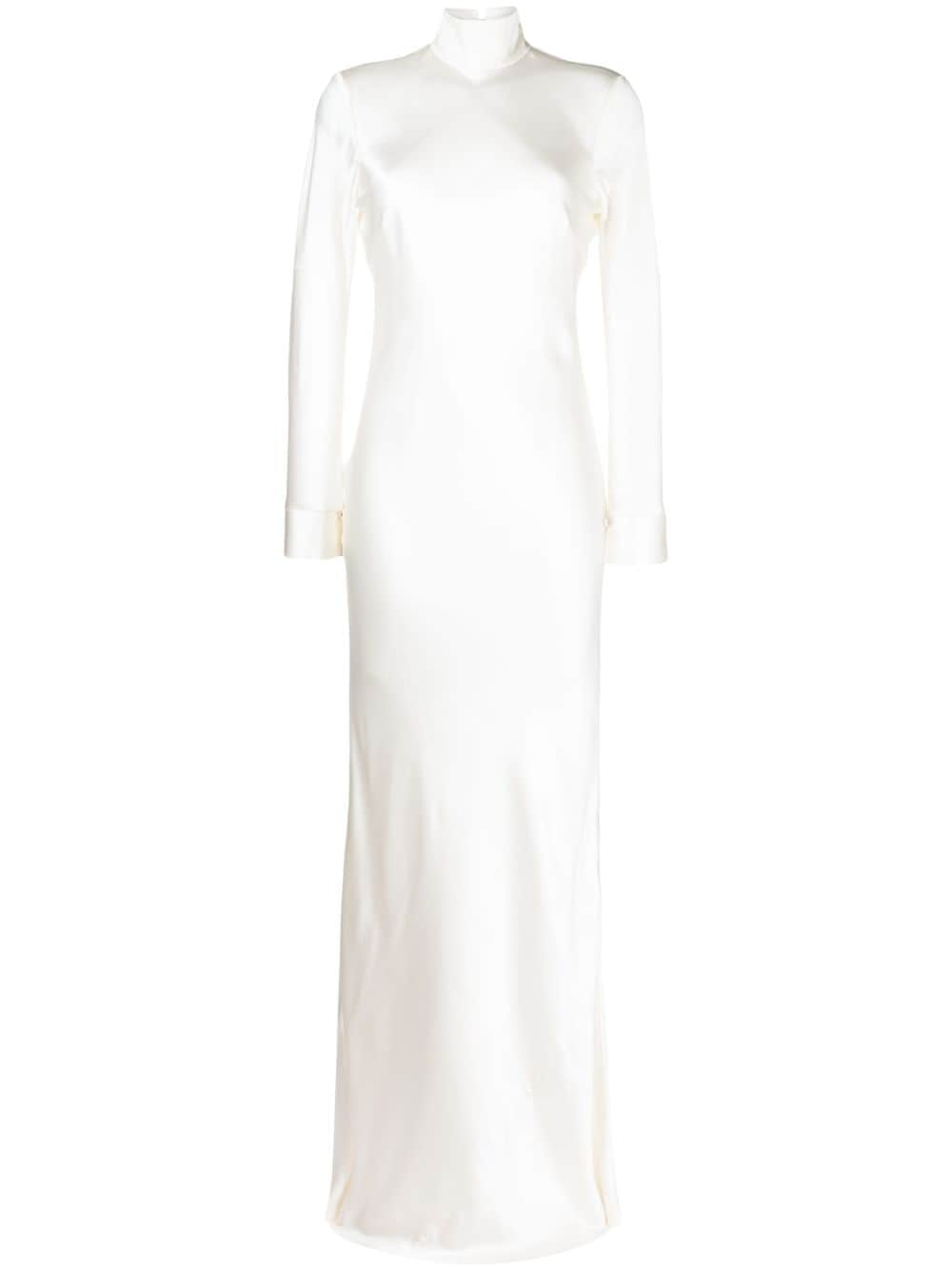 Michelle Mason open-back long-sleeve gown dress - White von Michelle Mason