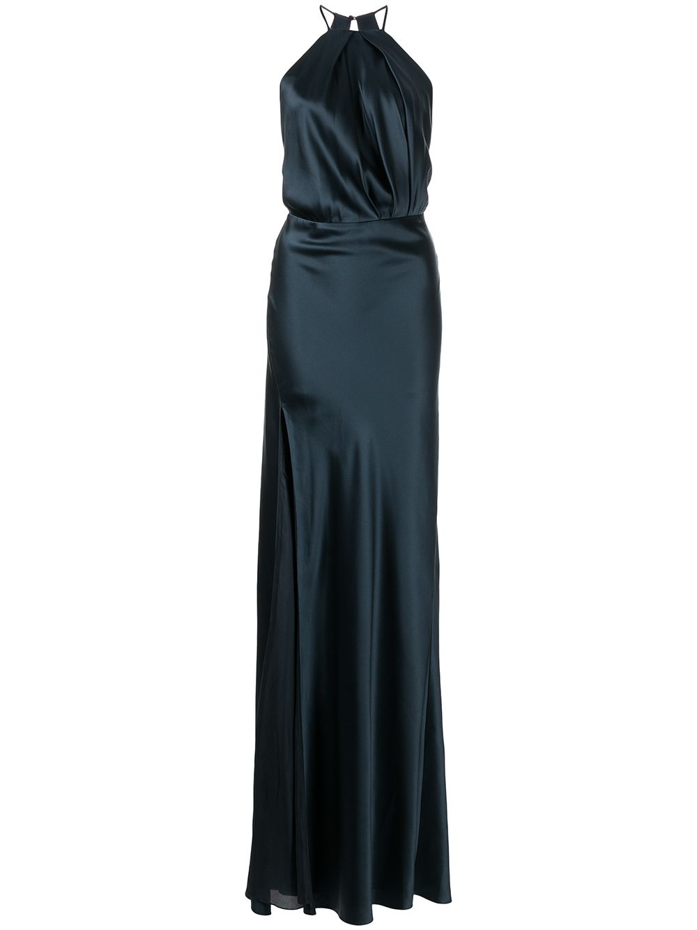 Michelle Mason pleat-detail halterneck gown - Blue von Michelle Mason