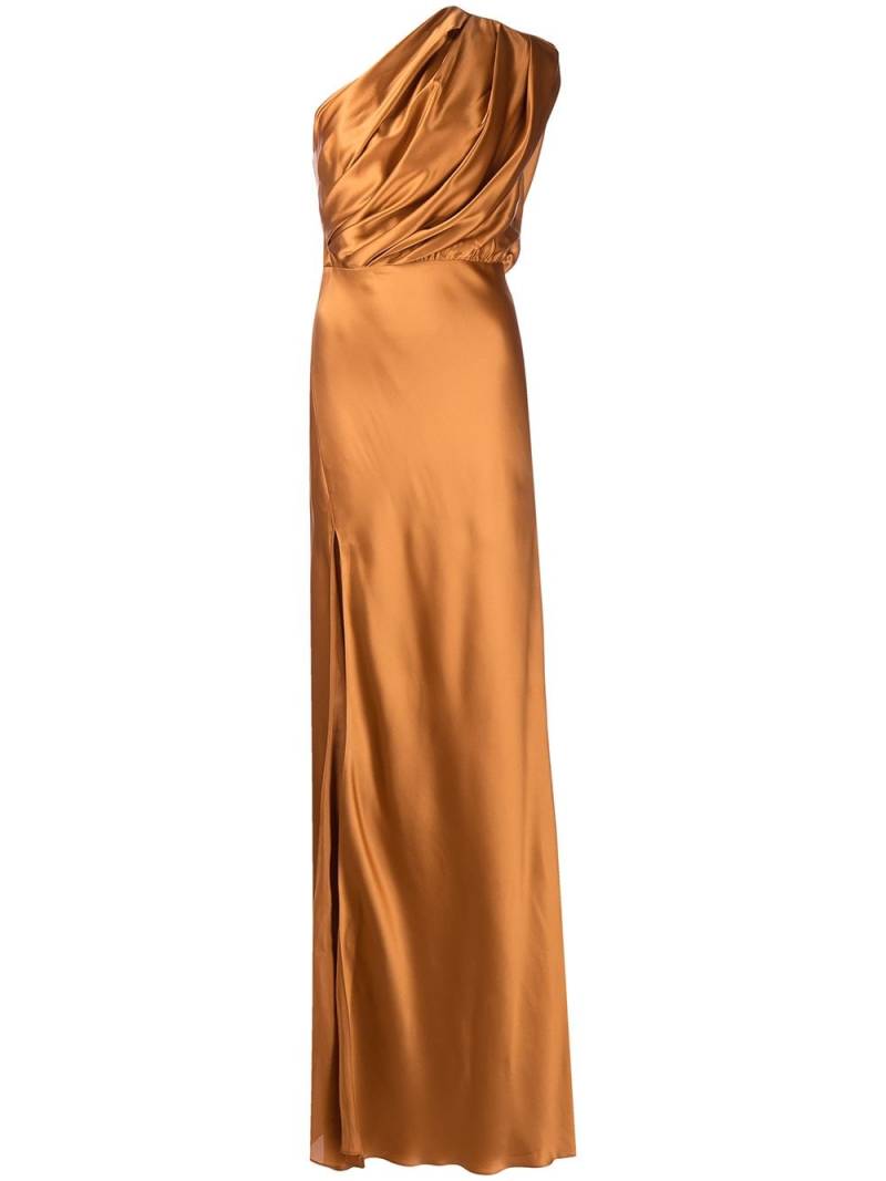 Michelle Mason silk asymmetrical gathered gown - Brown von Michelle Mason