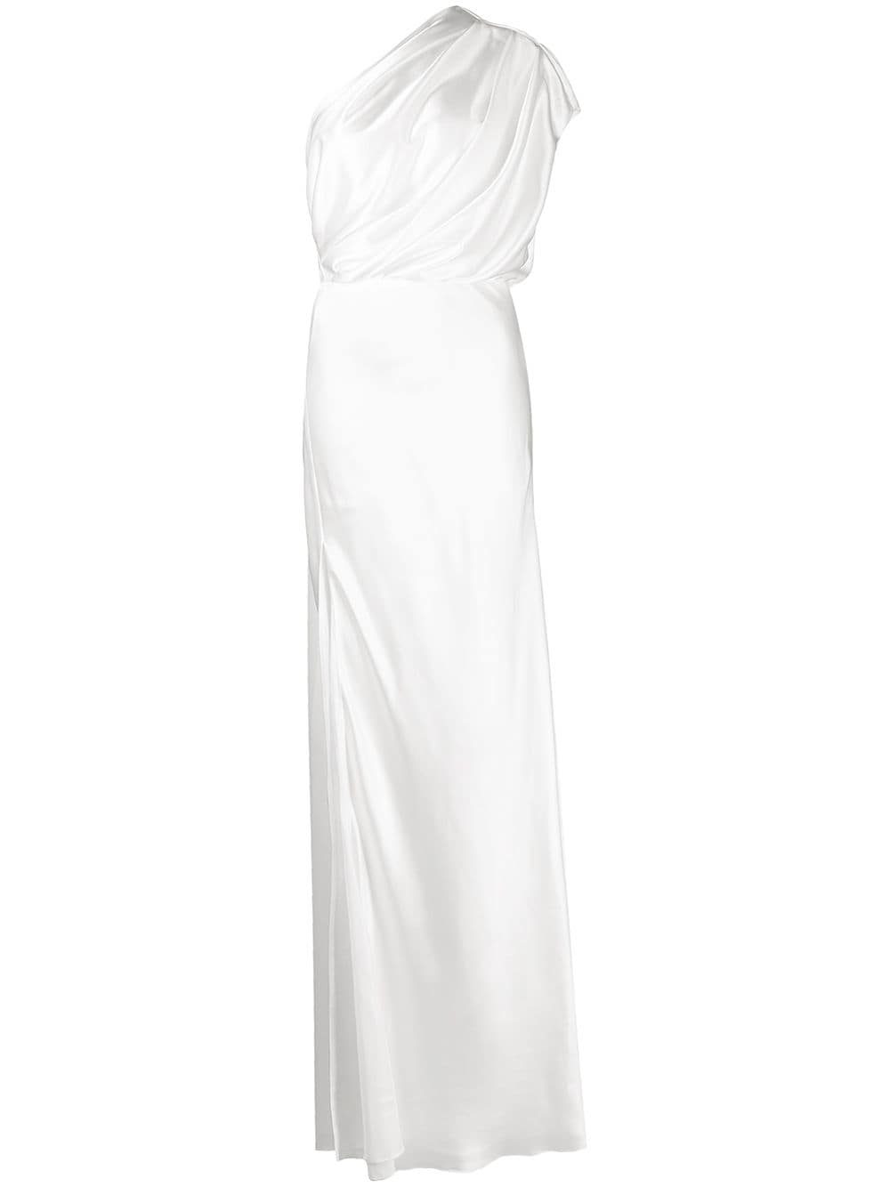Michelle Mason silk one-shoulder gathered gown - Neutrals von Michelle Mason