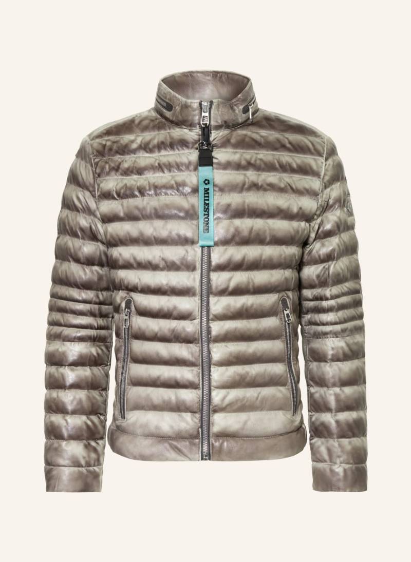 Milestone Lederjacke Mscavallino Mit Sorona® Aura-Isolierung silber von Milestone