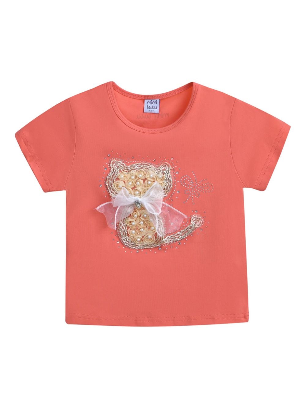 Mimi Tutu cat-appliqué T-shirt - Orange von Mimi Tutu