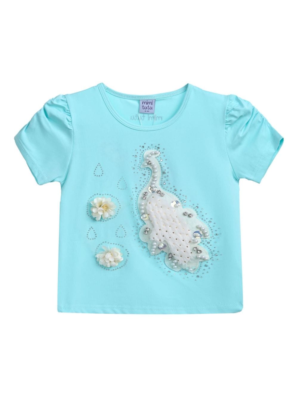 Mimi Tutu peacock-appliqué T-shirt - Blue von Mimi Tutu